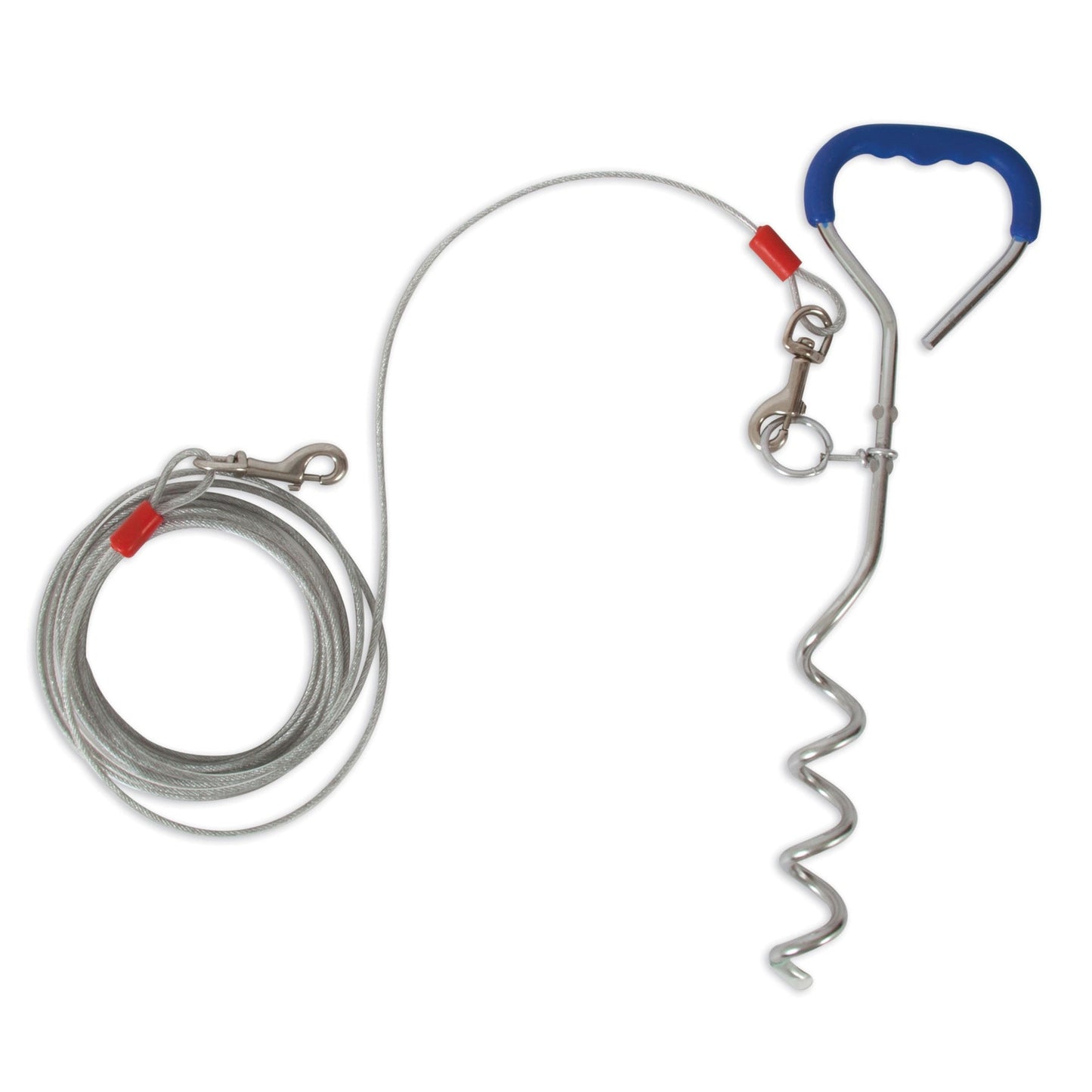 Aspen Pet Blue Easyturn 18-inch Dog Tie-Out Containment System. SKUS: 24168