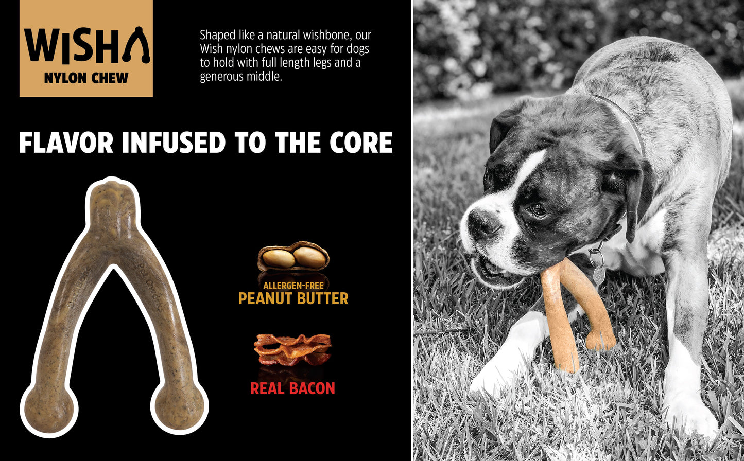 BarkBone Natural Instincts Wishbone Peanut Butter-Infused Nylon Dog Chew