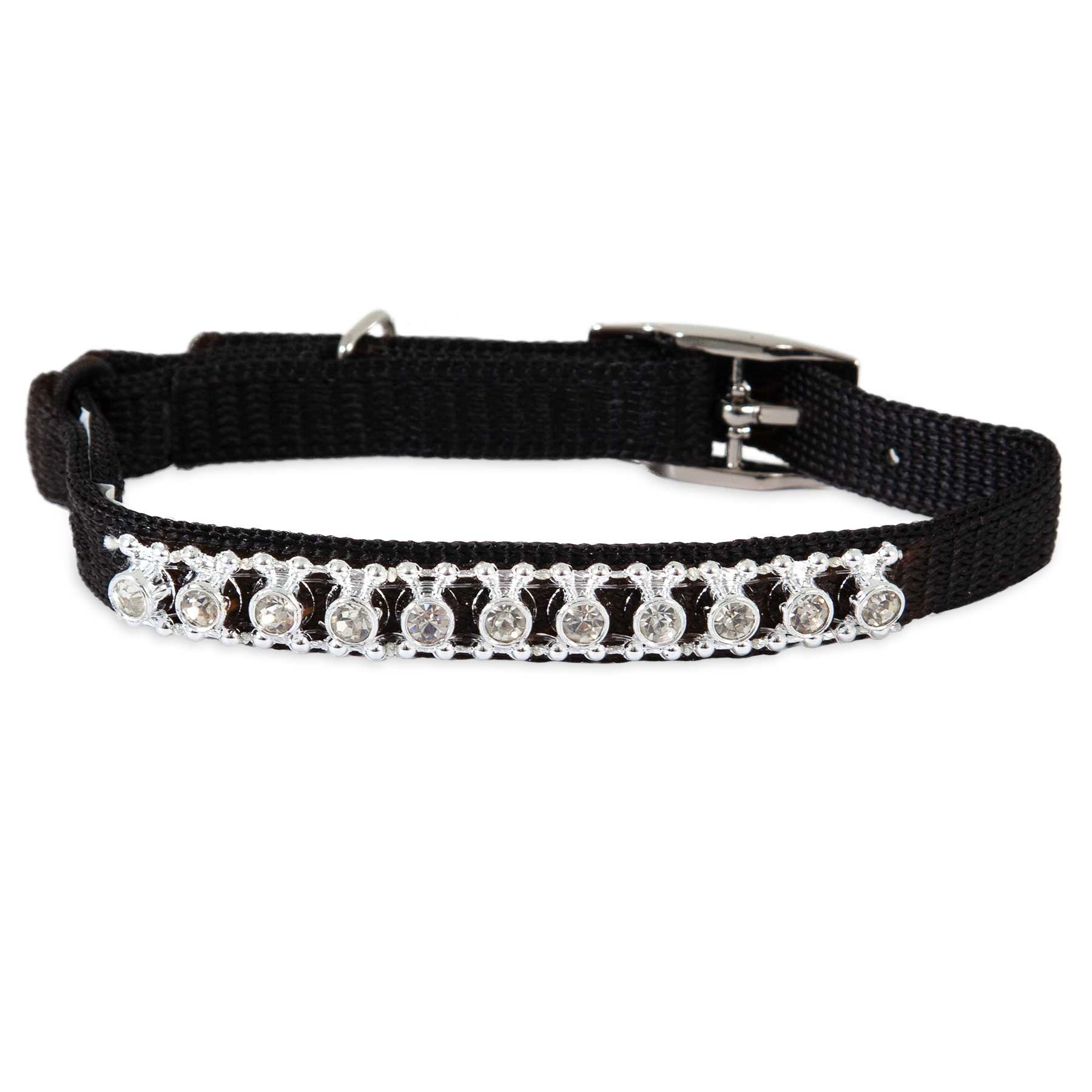 Petmate Black Bling Elastic Cat Collar. SKUS: 00317