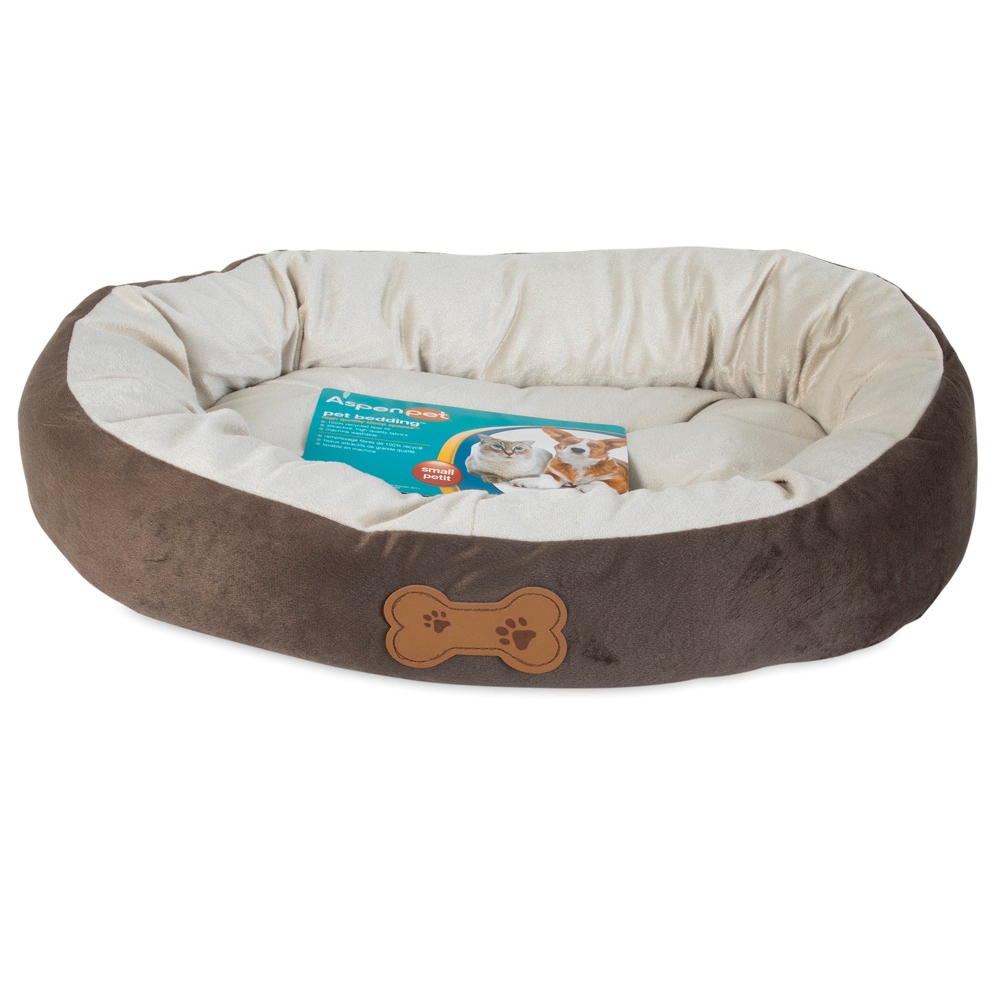 Aspen Pet Bone Applique Small Oval Pet Bed
