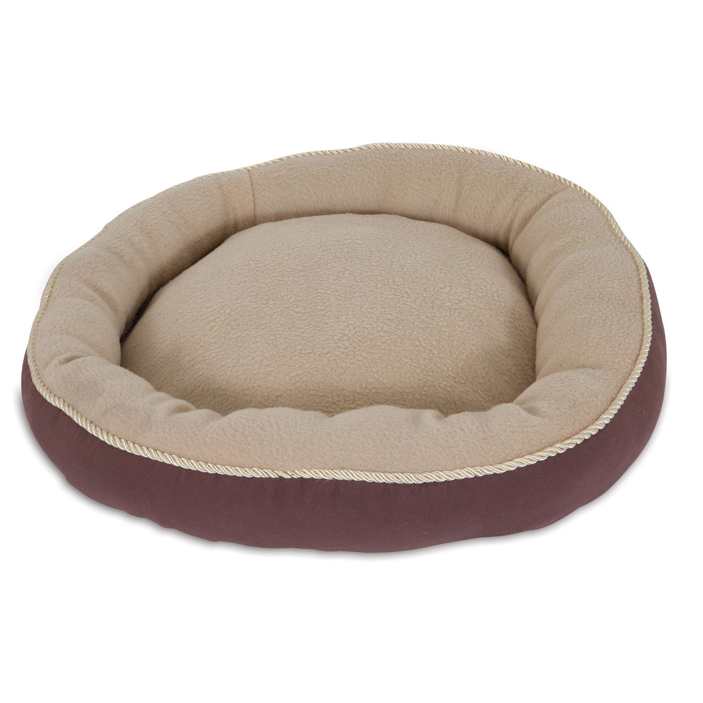 Aspen Pet Round Pet Bed With Bolster & Gold Cord. SKUS: 28375