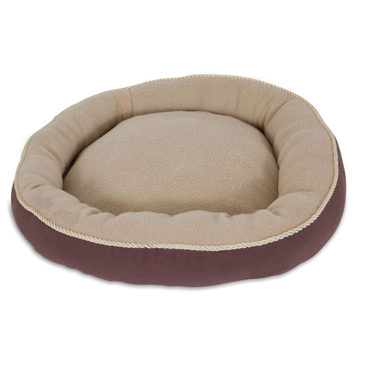 Aspen Pet Round Pet Bed With Bolster & Gold Cord. SKUS: 28375