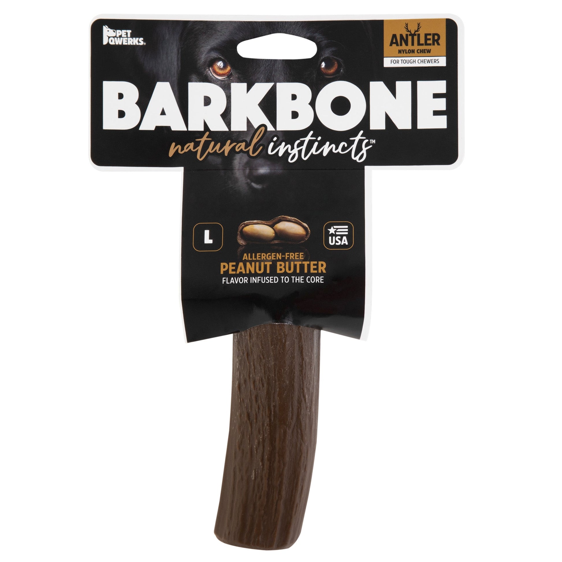 BarkBone Natural Instincts Peanut Butter Infused Antler Nylon Dog Chew