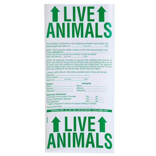 Petmate LIVE Animal Sticker for Air Travel. SKUS: 500002