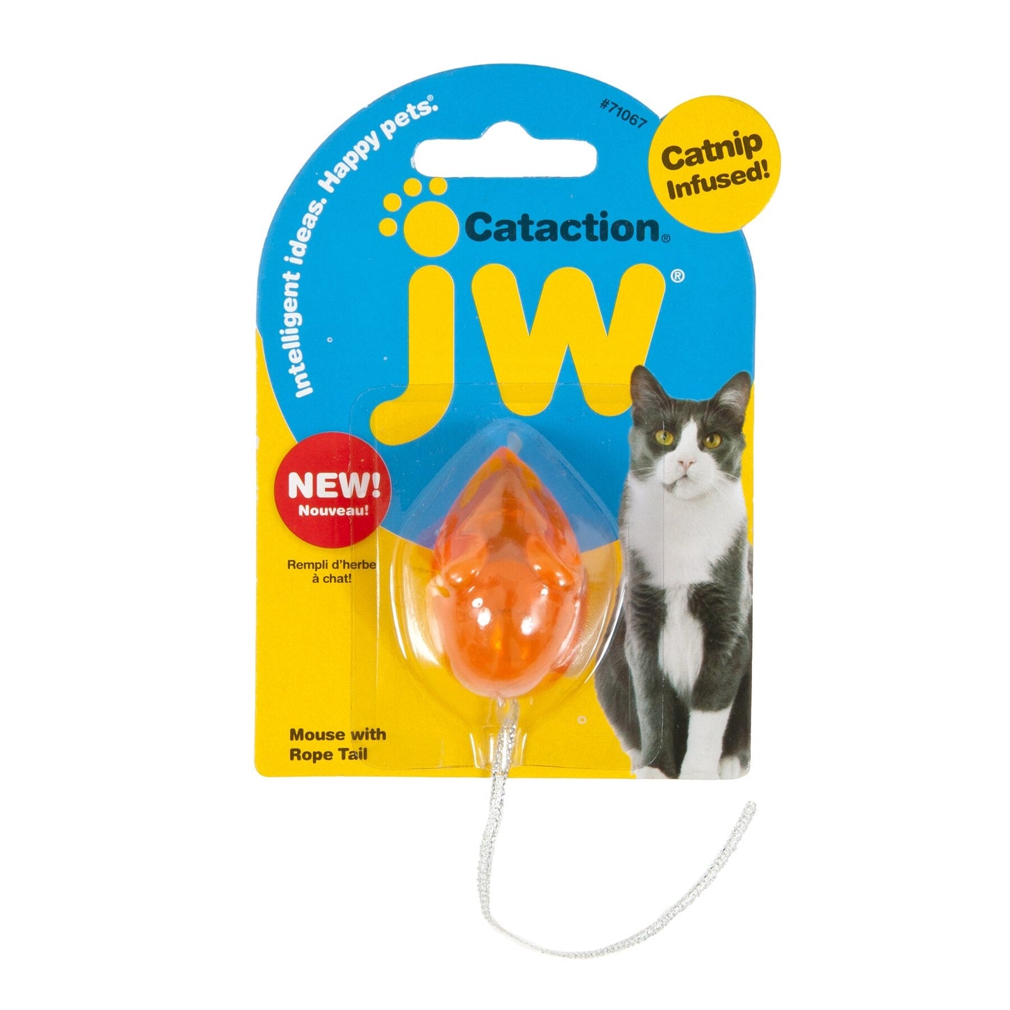 JW Cataction Mouse W/ Rope Tail. SKUS: 0471067