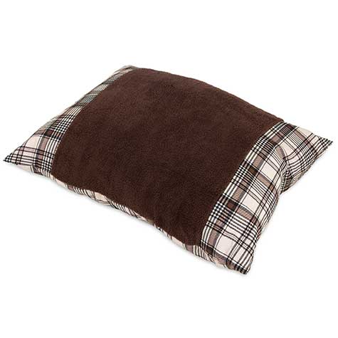 Aspen Pet Brown Plaid Pillow Dog Bed