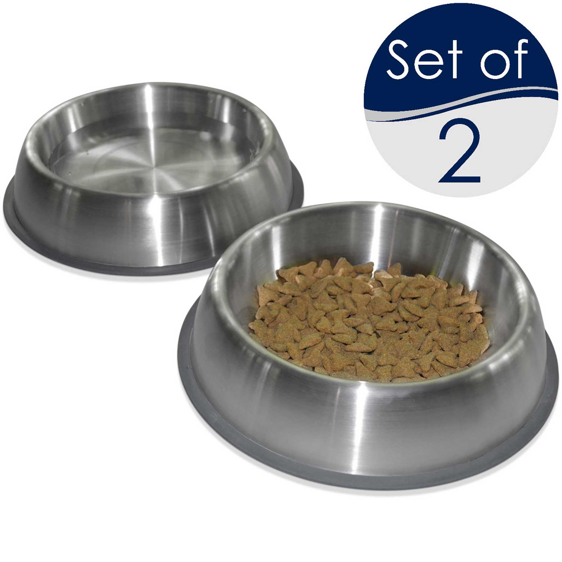 PetFusion Premium Brushed Anti-Tip Dog & Cat Bowls Set